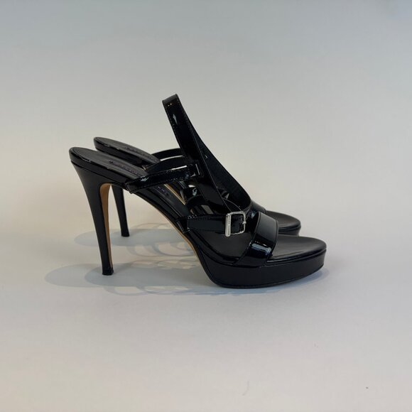 Ralph Lauren Purple Label Black Patent Leather Platform Sandals, US 10 - Picture 5 of 16